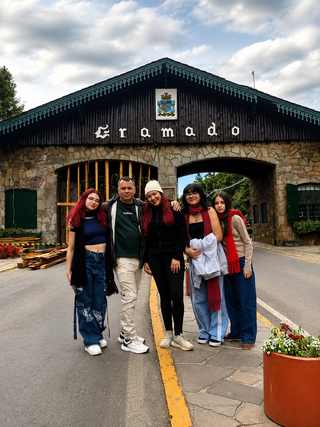 Equipe Heverian com o grupo de viajantes em Canela